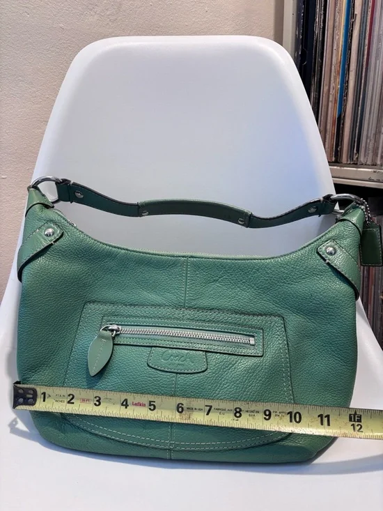 Coach Y2K Green Pebbled Leather Shoulder Hobo with Silver Hardware - Picture 4 of 8